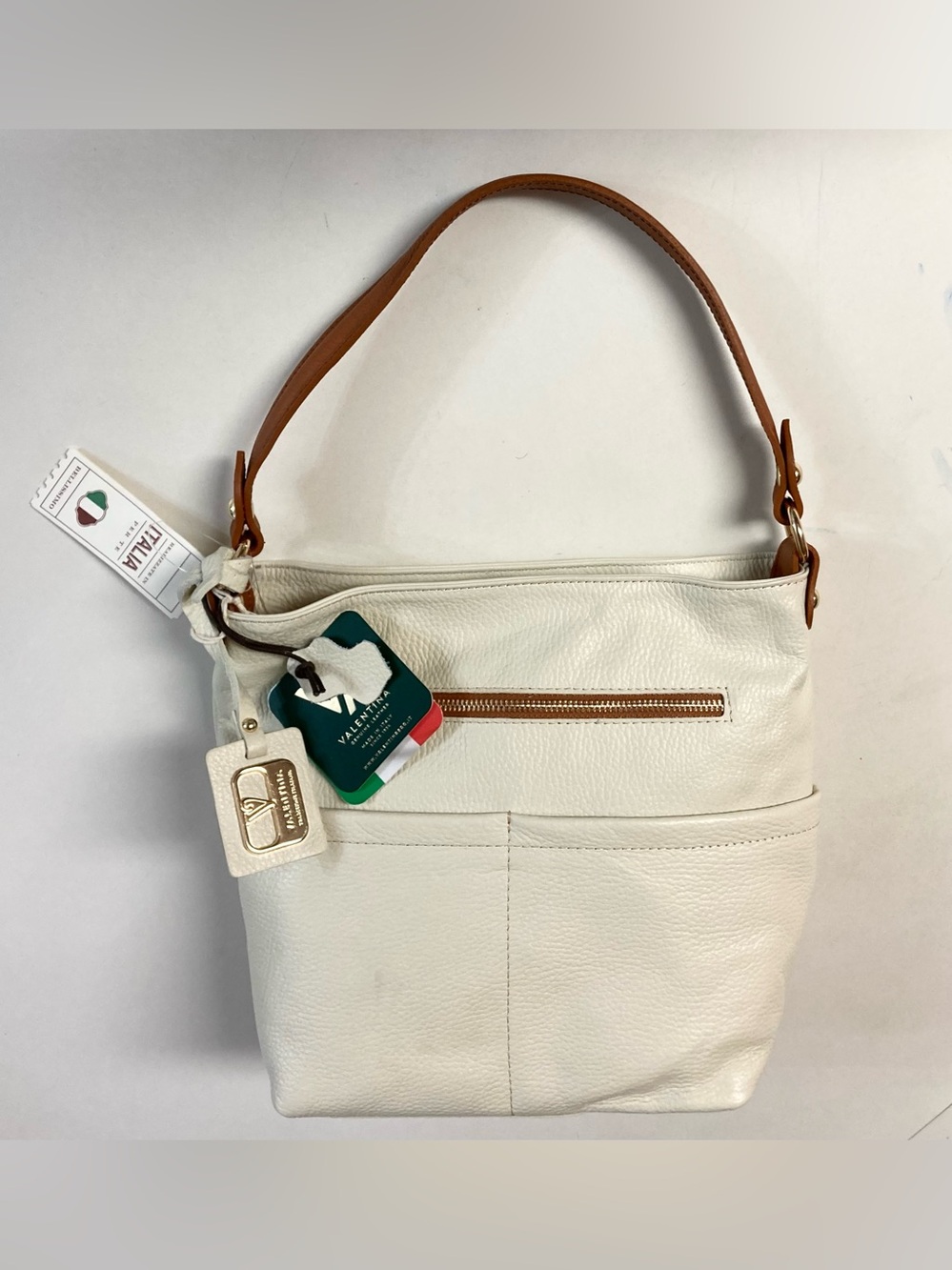 Valentina Cream Leather Purse